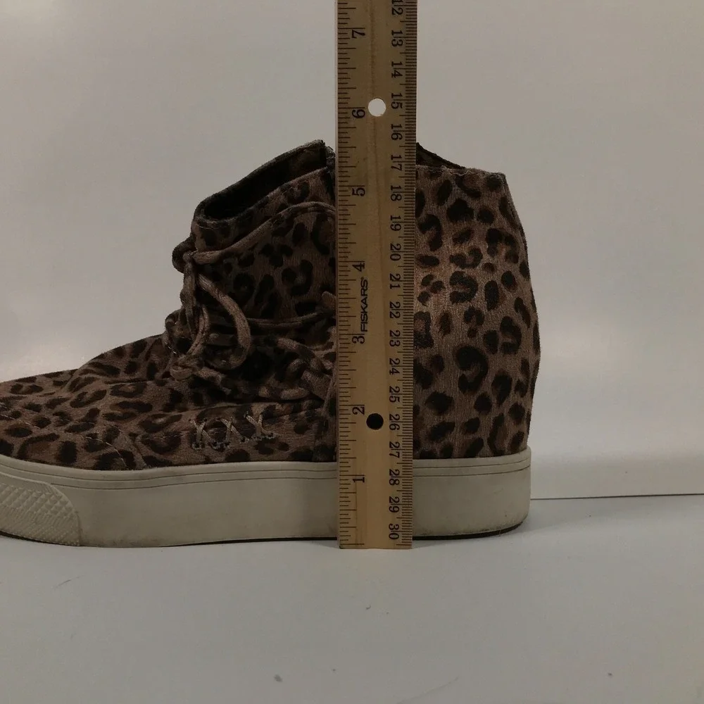 Very G Ursula Leopard Print Lace Up Side Zip Hidden Wedge Womens US 7 UK 5 EU 37